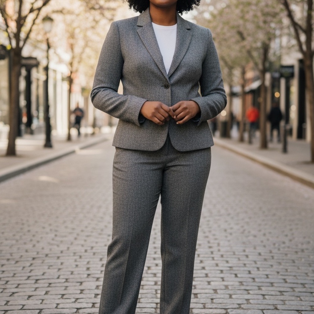 Van Heusen Charcoal Women's Blazer and Pants Set 1219